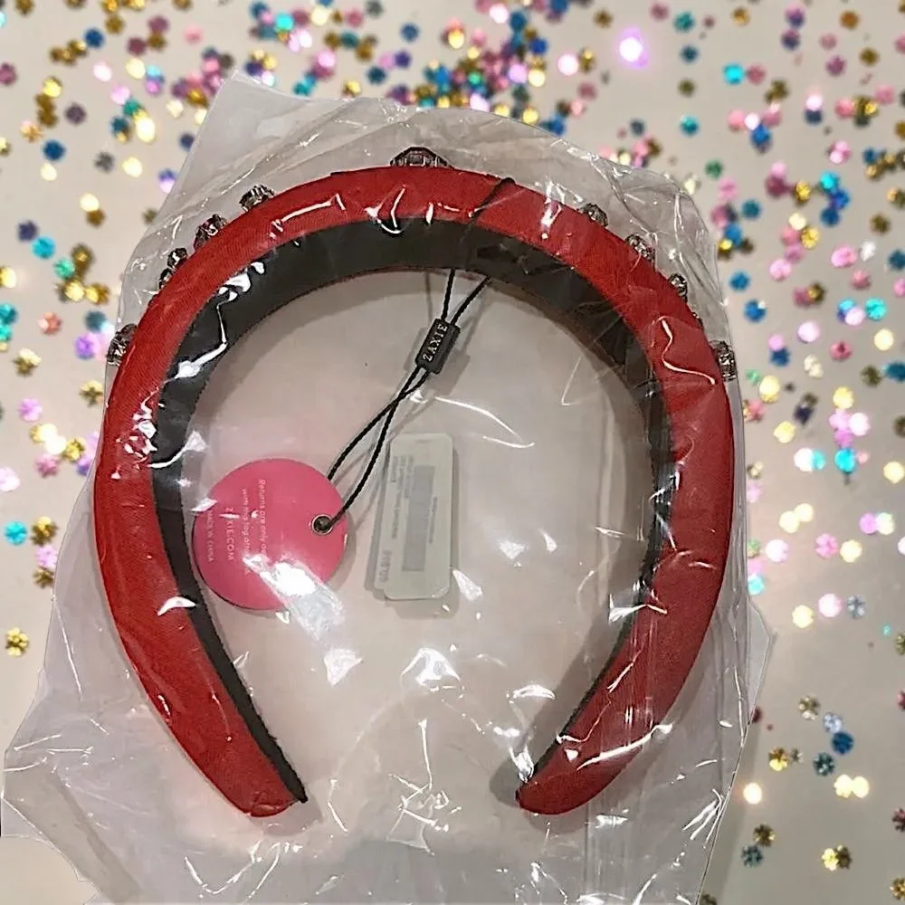 ZAXIE by Stefanie Taylor - Padded Jewel Headband - RED MSRP $48